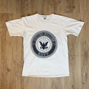 Vintage Soffe United States Navy Emblem T-Shirt White Medium USA Military Tee